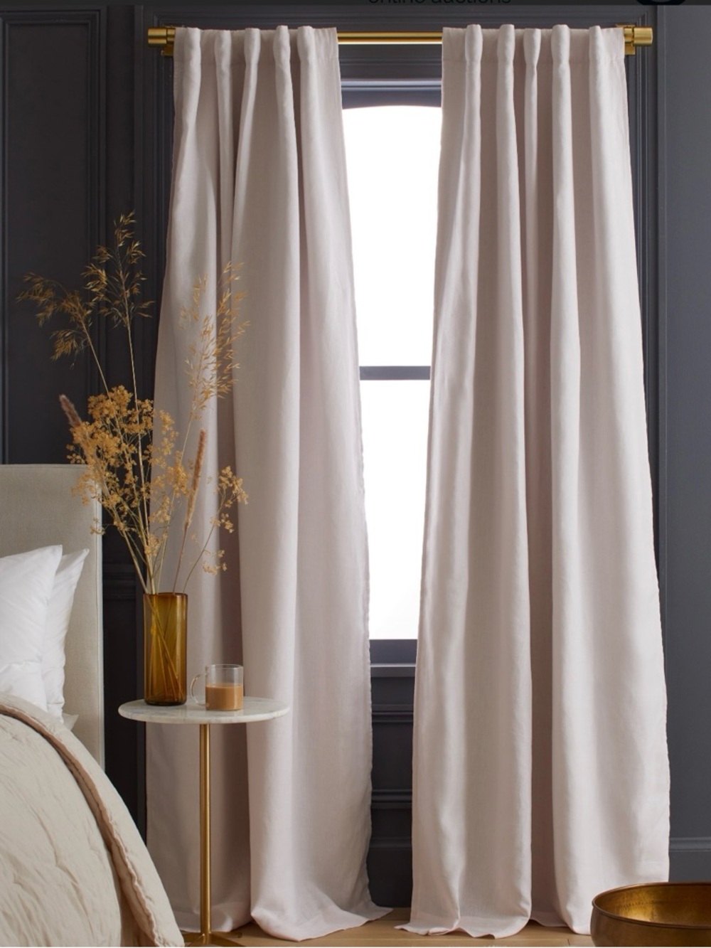 Quince 100% European Linen Curtain blush 48x84 NWT